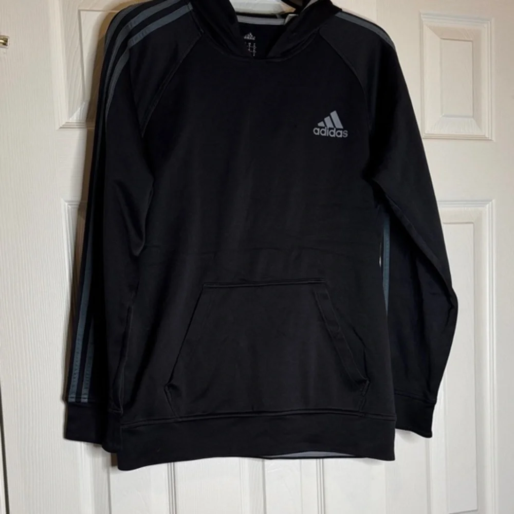 Adidas Men's Black and Gray Hoodie
